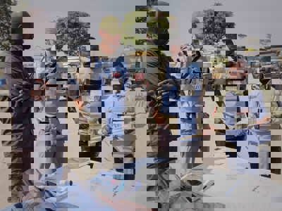 HALO staff studying plans in Angola