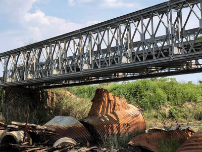 A railway bridge over a river on the Lobito corridor, Angola