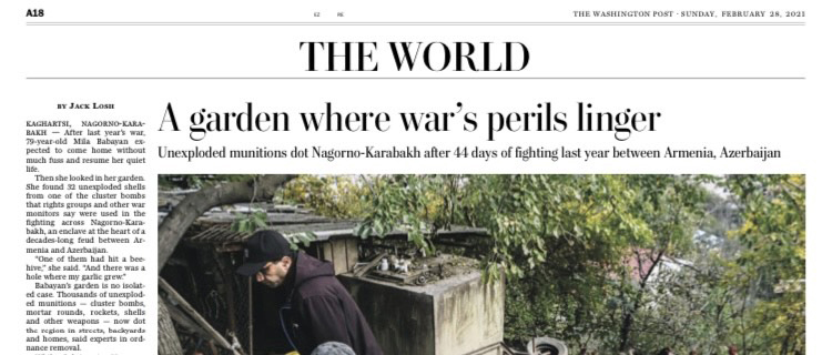 A Washington Post article about the unexploded munitions in Nagorno Karabakh
